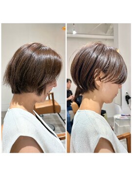 別府ショートボブ顔まわりレイヤーカット髪質改善カラー30代