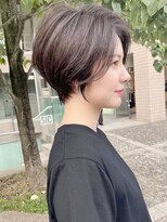 大人可愛い耳かけショートボブダークアッシュブラウン