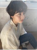 チョコブラウン×エアリーショートパーマ/ウェットスタイル/30代