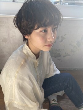 ナックアベノ(knack abeno) チョコブラウン×エアリーショートパーマ/ウェットスタイル/30代