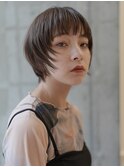 顔周りレイヤー/ペールベージュ/眉上バング/ショートヘア