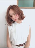 ショコラアッシュ/ヘルシースタイル/ふんわりカール/金髪ボブ
