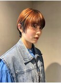 インナーカラー、オレンジカラー、マッシュショート、エリアシ