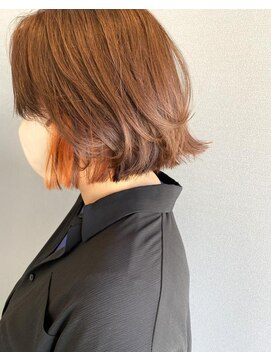 キティン 吉祥寺(kitin) 《kitin吉祥寺》 インナーカラー　クリアオレンジ　ボブ