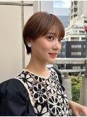 コンパクトショート_黒髪小顔オリーブグレーココアベージュ