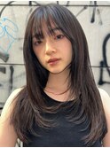 顔周りレイヤーカットグレージュカラーくびれボブベージュカラー