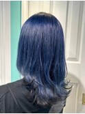 【ブルー×インナーカラーブラック】池袋美容室
