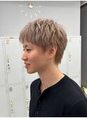 メンズマッシュブリーチカラーブロンドカラーハイライトカラー