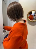 切りっぱなしボブ　髪質改善　オリーブベージュ　グレージュ