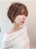 □ マロンベージュ/ショート/前髪/レイヤー/髪質改善/縮毛矯正