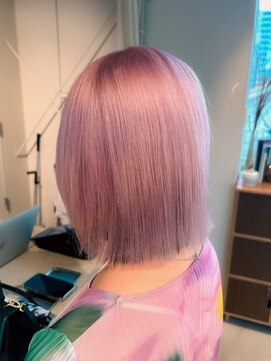 エルム 原宿 表参道(yelm) [ピンクベージュ×ボブ]#ダブルカラー#ブリーチ#韓国#髪質改善