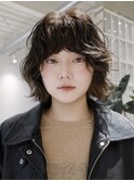 天神大名今泉ボブミディアムパーマ小顔レイヤー顔まわりカット