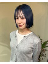 グッドフェローズ キタホリエ(GoodFellas kitahorie) 透明感×艶カラーのネイビーブラックボブレイヤーハイトーン艶感