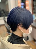 ネイビー×刈り上げショートヘアー　12