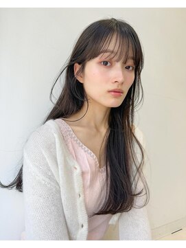 ブリンク(blink) レイヤーロング顔まわりカット前髪ありブラウンベージュ