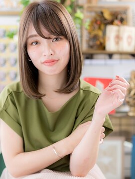 カバーヘア ブリス 戸田公園西口店(COVER HAIR bliss) 斜めバングブラウンベージュストレートc6戸田公園20代30代40代