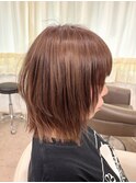 レイヤーカットボブ ブラウン ベージュ