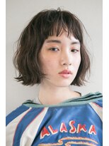 ワク(WAKU)&nbsp;【WAKU】ゆるふわパーマの切りっぱなし外ハネボブ前髪パーマ