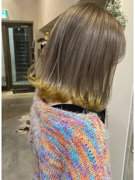 ヘアーデザイン シュシュ(hair design Chou Chou by Yone) ☆chouchou☆お洒落イエロー×切りっぱなしボブ