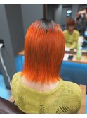 #ケアブリーチ#オレンジカラー#根本残しカラー
