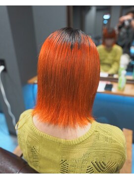 ボアップ 京橋店(boappu) #ケアブリーチ#オレンジカラー#根本残しカラー