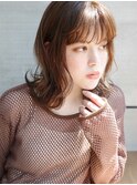 前髪パーマ黒髪ミディアムアッシュベージュボブグレーベージュ4