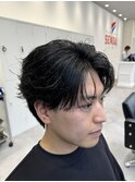 シースルーセンターパート韓国マッシュ黒髪刈り上げツーブロック