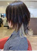 大人20代30代ミディアムレイヤーインナーカラー