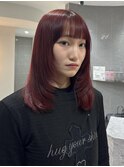 レイヤーカット／ワインレッド@20代30代40代