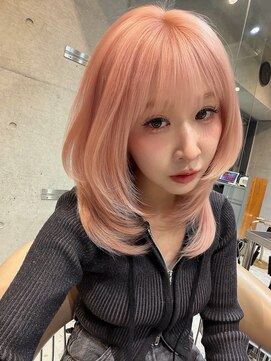 ネスト(NEST) ミディアムレイヤー×ピンクヘア