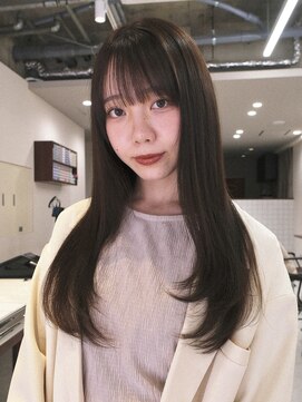 ルックアット(Look at) 【Look at】20代30代40代レイヤーロングカーキベージュ前髪