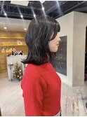 ボブ切りっぱなしボブダークシルバー地毛カラー/中西