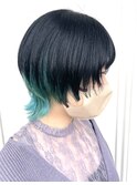 エメラルドグリーン【山口市美容室】【山口市インナーカラー】