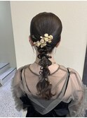 艶ツヤタイト編みおろしヘア♪結婚式お呼ばれヘア