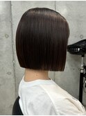 大人ボブ　切りっぱなしボブ　前下がりボブ　縮毛矯正　髪質改善