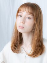 ドクターズ サロン ラブ(Dr's Salon LAB)&nbsp;ぱっつん前髪オレンジベージュ内巻きロングm古河10代20代30代