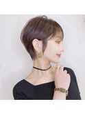 ショート×ハイライト白髪ぼかし×シルキーベージュ[心斎橋]