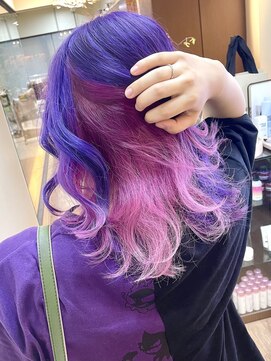 ディア(.eer) パープル×ピンク　インナーカラー wカラー トリプルカラー