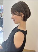 丸みショート_ダークアッシュチェリーブラウンフェミニン