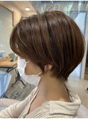 大人ショートスタイル/30代40代/カカオブラウン/岩政