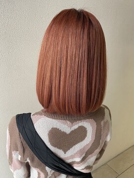 オウルヘアー(Owl hair) オレンジ/オレンジブラウン/ボブ/ブリーチ履歴あり