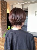 大人かわいい外ハネショートボブ 秋の赤み艶カラー#2
