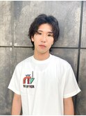 サーフカール/フェザーパーマ/センターパートミディアム