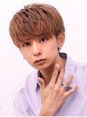 ラウンドマッシュ耳掛けダウンバングショートレイヤーグレージュ