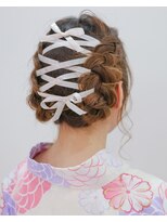 ニコヘアー(niko hair) リボン三つ編みアレンジ浴衣編▼LINEID@vey3047y