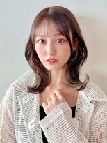 アイティーバイアルバム 松戸店(IT by ALBUM) ブラウンミディくびれヘア_斜めバンググレージュカラー_ba441231