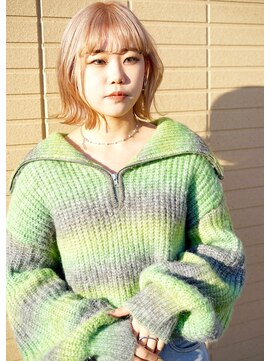 シーン(hair design SCENE) <scene谷添担当>ブロンドカラー×外はねボブ