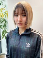 韓国切りっぱなしストレートボブ顔まわり前髪カット
