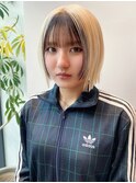 韓国切りっぱなしストレートボブ顔まわり前髪カット