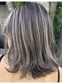 白髪ぼかし脱白髪染め似合わせミディアムレイヤー40代50代60代♪